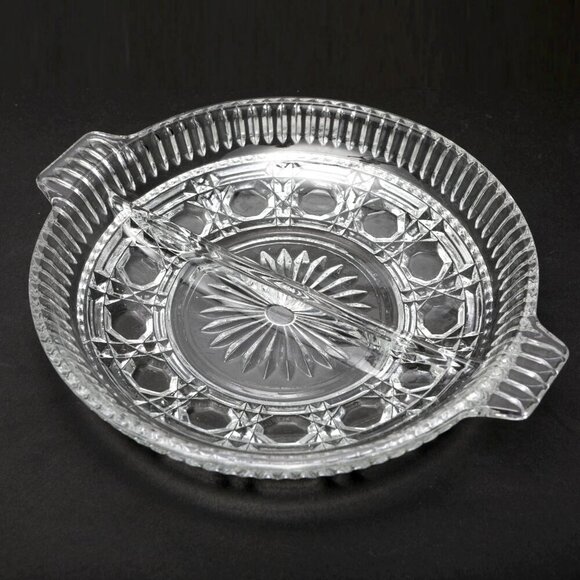 Vintage Federal Glass Relish Dish Windsor Pattern Trinket Divided Tray Retro - Picture 1 of 8